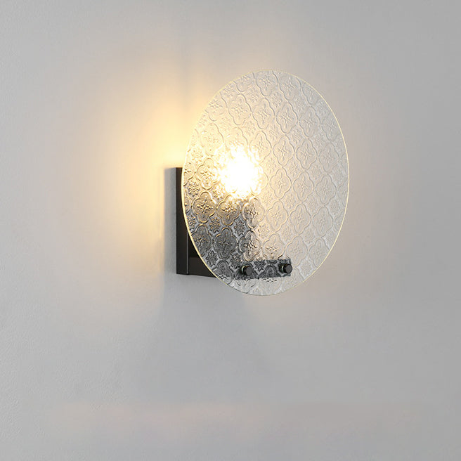 Japanese Shape Round Iron Glass 1-Light Wall Sconce Lamp
