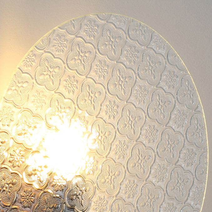 Japanese Shape Round Iron Glass 1-Light Wall Sconce Lamp