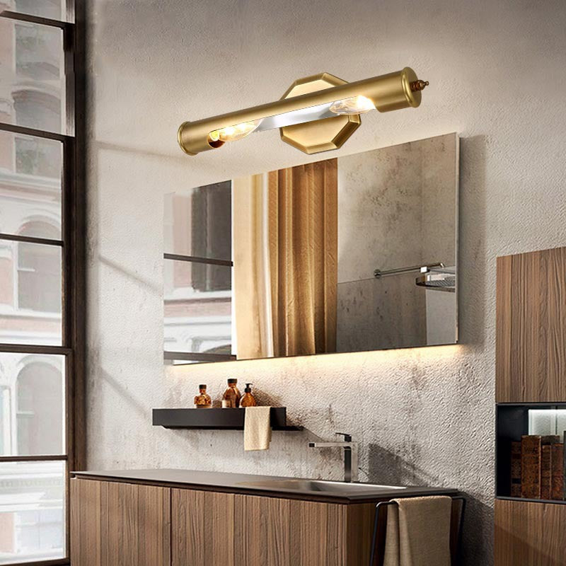 Round Cylinder Copper Aluminum 2-Light Wall Sconce Lamp