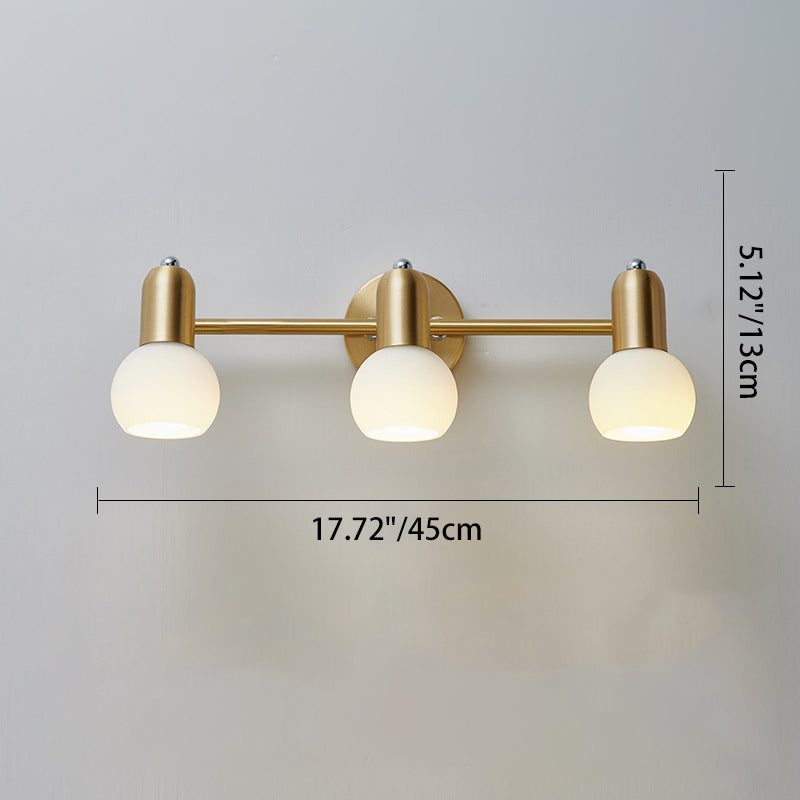 Round Cone Linear Copper Glass 2/3 Light Wall Sconce Lamp