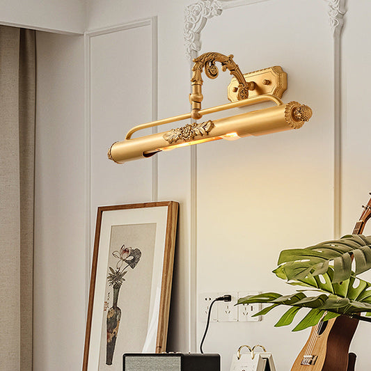 French Linear Cylinder Copper 2-Light Wall Sconce Lamp
