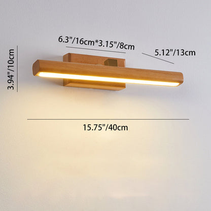 Minimalist Linear Cylinder Wood Copper LED Wall Sconce Lamp