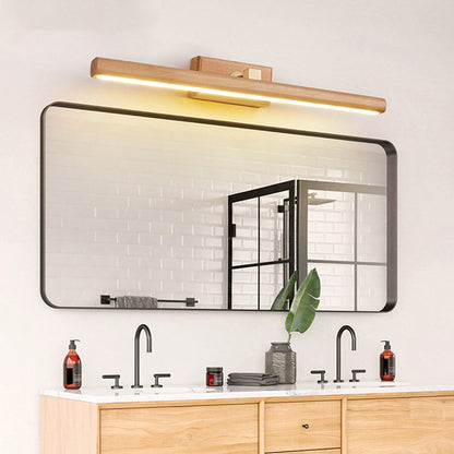 Minimalist Linear Cylinder Wood Copper LED Wall Sconce Lamp