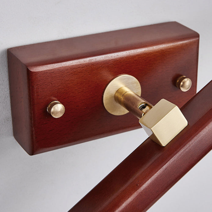 Minimalist Linear Cylinder Wood Copper LED Wall Sconce Lamp