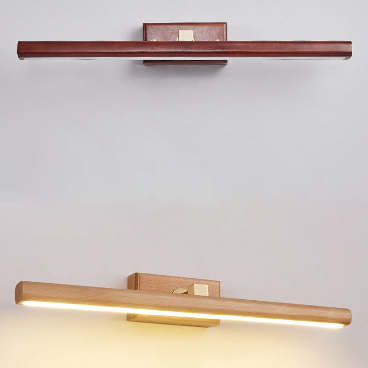 Minimalist Linear Cylinder Wood Copper LED Wall Sconce Lamp