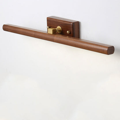 Minimalist Linear Cylinder Wood Copper LED Wall Sconce Lamp