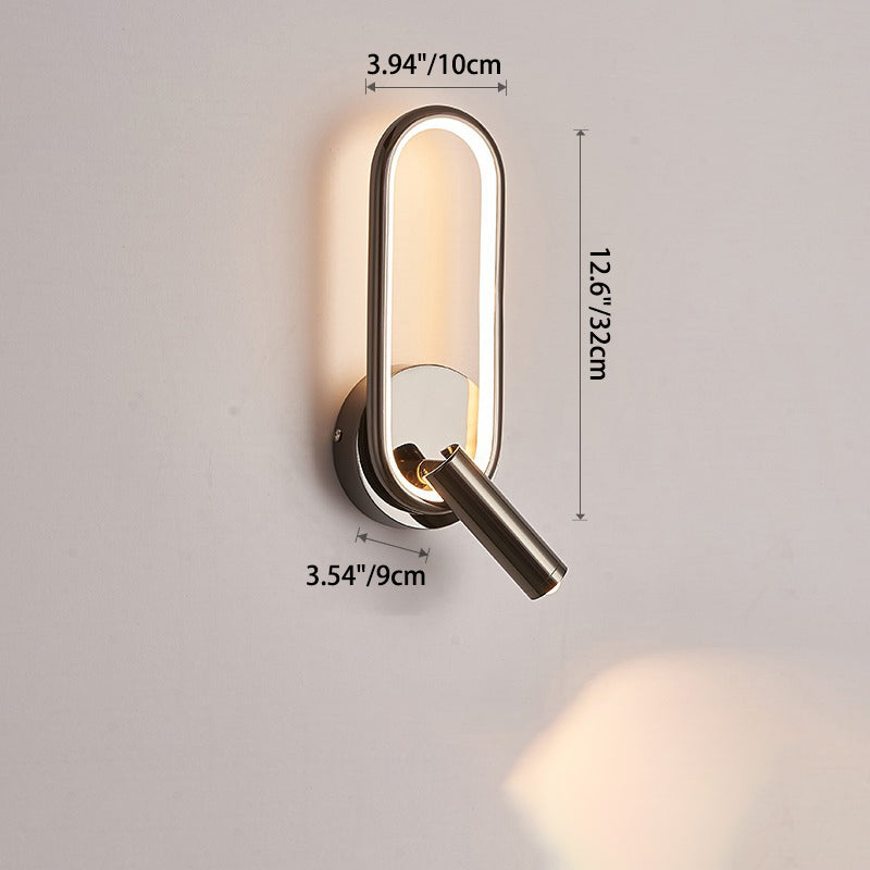 Oval Iron Aluminum Glass Spotlight LED Wall Sconce Lamp