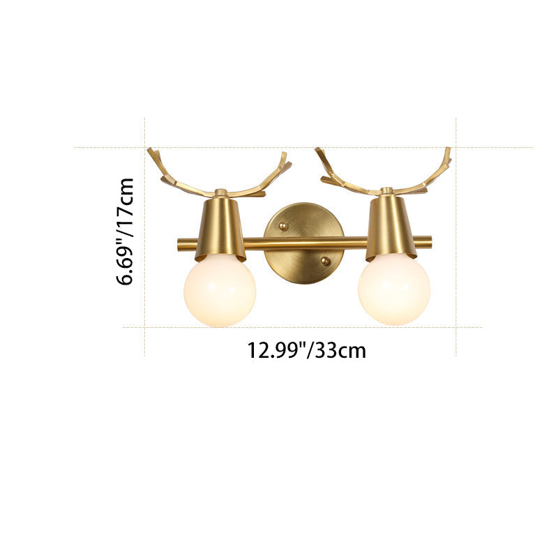 Antler Round Prism Copper Glass 2/3 Light Wall Sconce Lamp