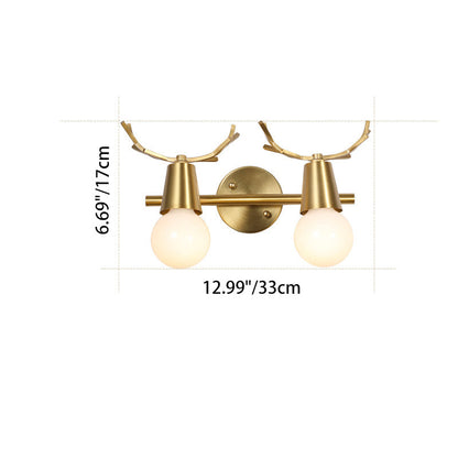 Antler Round Prism Copper Glass 2/3 Light Wall Sconce Lamp