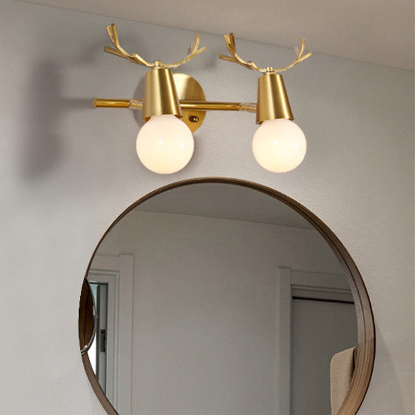 Antler Round Prism Copper Glass 2/3 Light Wall Sconce Lamp