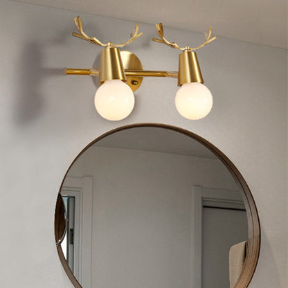 Antler Round Prism Copper Glass 2/3 Light Wall Sconce Lamp