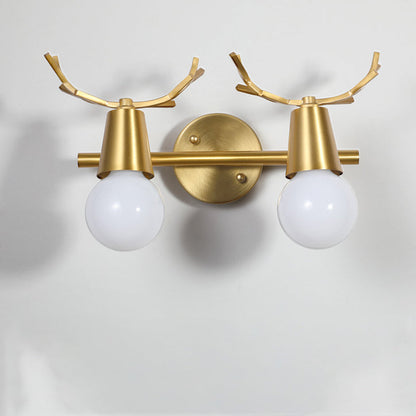Antler Round Prism Copper Glass 2/3 Light Wall Sconce Lamp