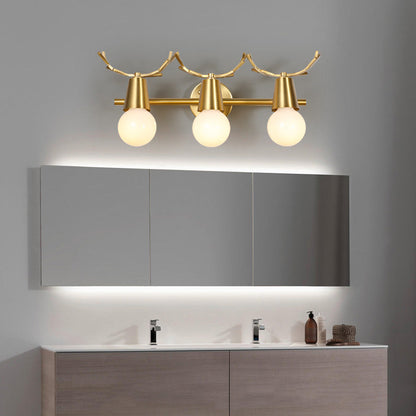 Antler Round Prism Copper Glass 2/3 Light Wall Sconce Lamp