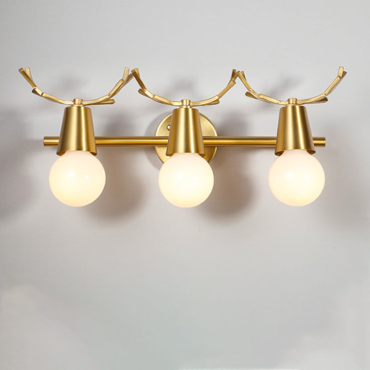 Antler Round Prism Copper Glass 2/3 Light Wall Sconce Lamp