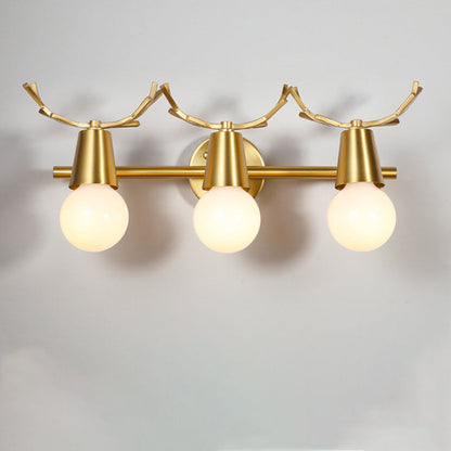 Antler Round Prism Copper Glass 2/3 Light Wall Sconce Lamp