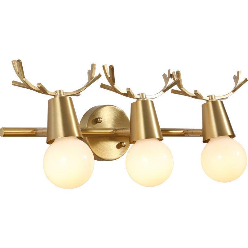 Antler Round Prism Copper Glass 2/3 Light Wall Sconce Lamp
