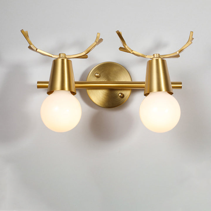 Antler Round Prism Copper Glass 2/3 Light Wall Sconce Lamp