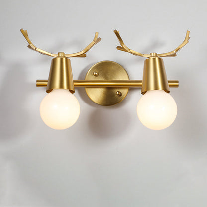 Antler Round Prism Copper Glass 2/3 Light Wall Sconce Lamp