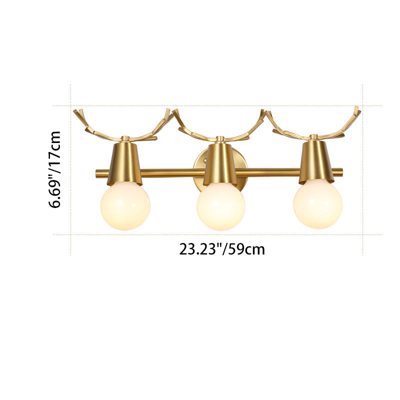Antler Round Prism Copper Glass 2/3 Light Wall Sconce Lamp