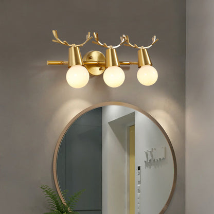 Antler Round Prism Copper Glass 2/3 Light Wall Sconce Lamp