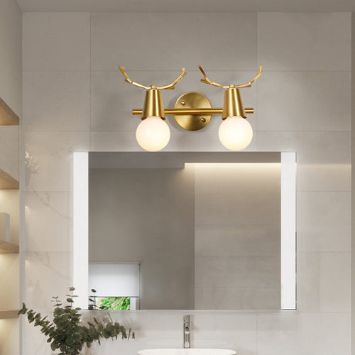 Antler Round Prism Copper Glass 2/3 Light Wall Sconce Lamp