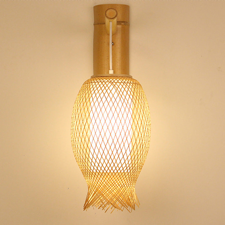Creative Jellyfish Oval Bamboo 1-Light Wall Sconce Lamp