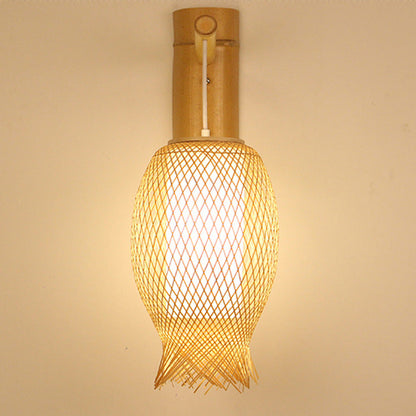 Creative Jellyfish Oval Bamboo 1-Light Wall Sconce Lamp