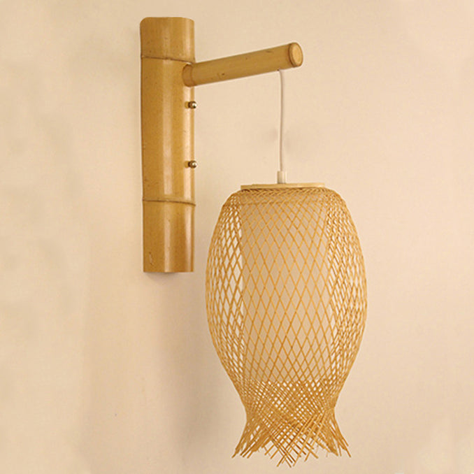 Creative Jellyfish Oval Bamboo 1-Light Wall Sconce Lamp