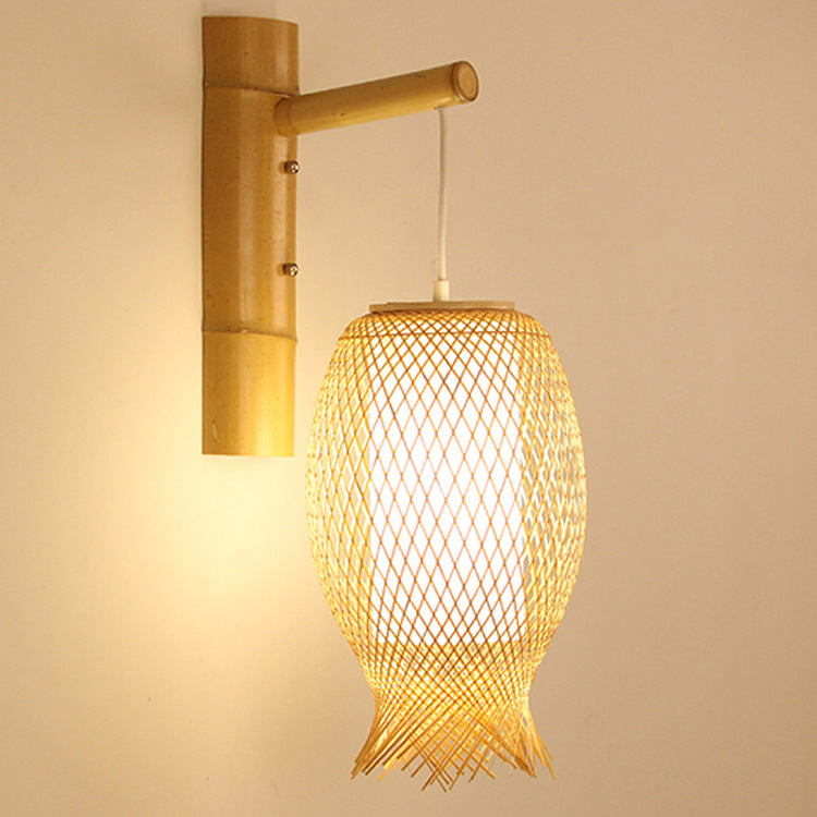 Creative Jellyfish Oval Bamboo 1-Light Wall Sconce Lamp