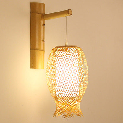 Creative Jellyfish Oval Bamboo 1-Light Wall Sconce Lamp