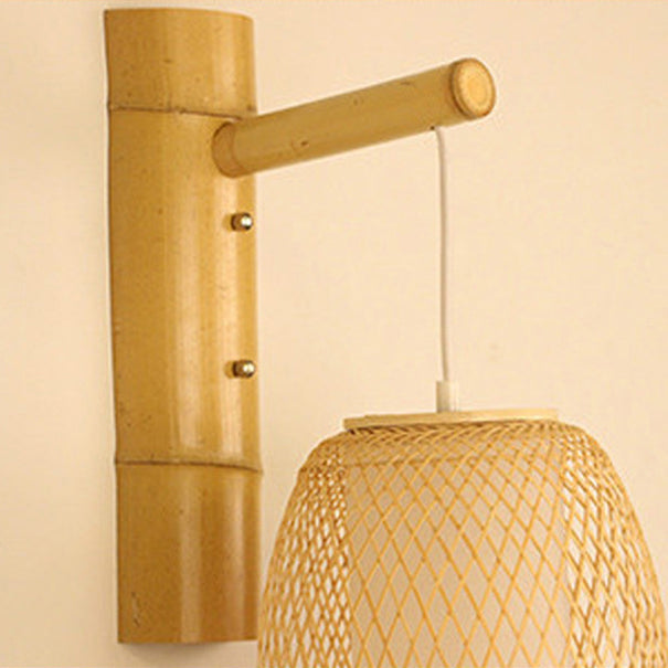 Creative Jellyfish Oval Bamboo 1-Light Wall Sconce Lamp