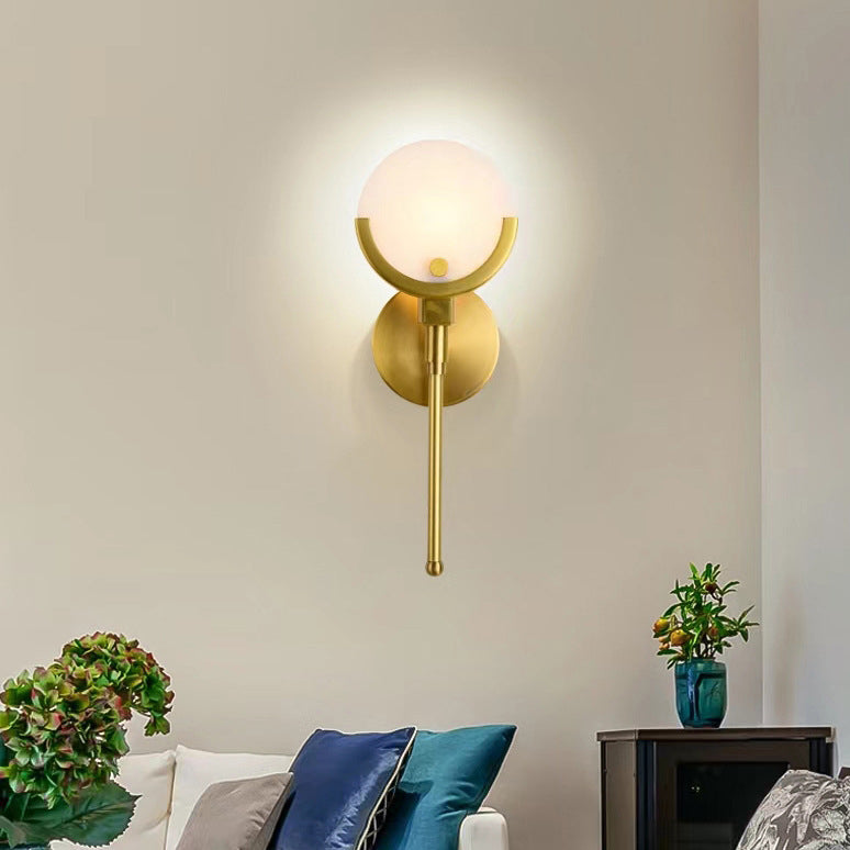 Scandinavian Linear Iron Marble 1-Light Wall Sconce Lamp
