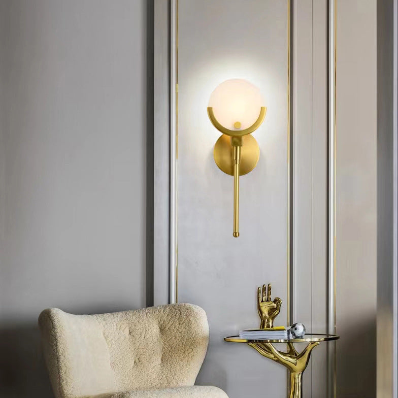Scandinavian Linear Iron Marble 1-Light Wall Sconce Lamp