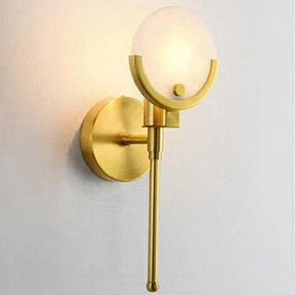 Scandinavian Linear Iron Marble 1-Light Wall Sconce Lamp