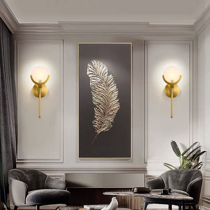 Scandinavian Linear Iron Marble 1-Light Wall Sconce Lamp