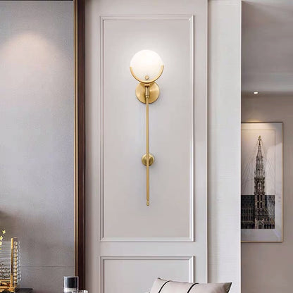 Scandinavian Linear Iron Marble 1-Light Wall Sconce Lamp