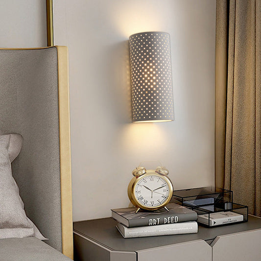 Minimalist Round Cylinder Plaster LED Wall Sconce Lamp