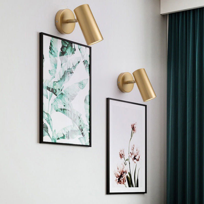 Round Cylinder Iron Spotlight 1-Light Wall Sconce Lamp