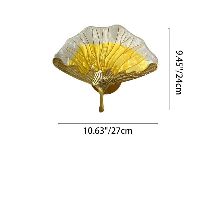 Ginkgo Leaf Copper Glaze Enamel LED Wall Sconce Lamp