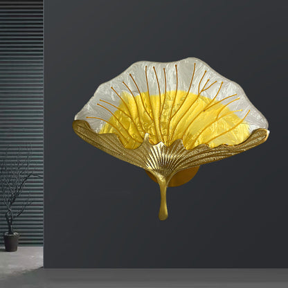 Ginkgo Leaf Copper Glaze Enamel LED Wall Sconce Lamp