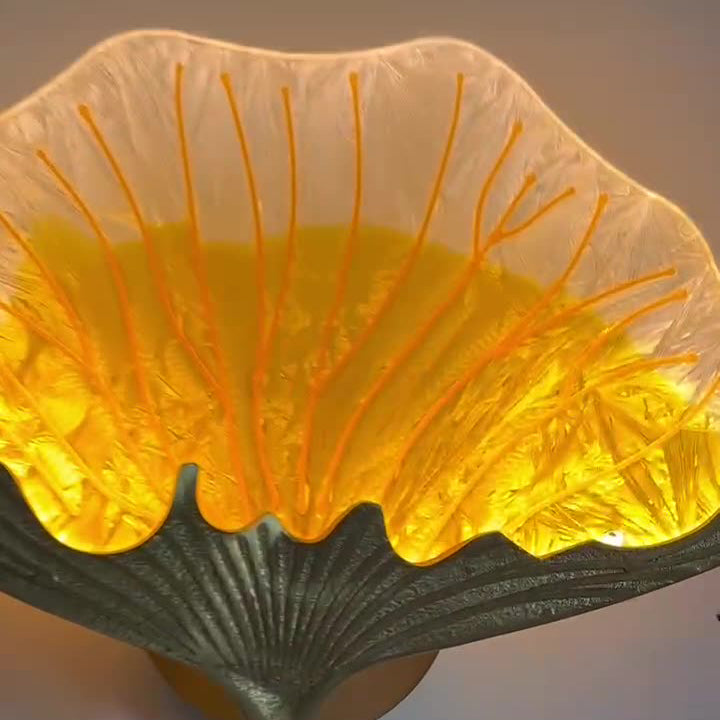 Ginkgo Leaf Copper Glaze Enamel LED Wall Sconce Lamp
