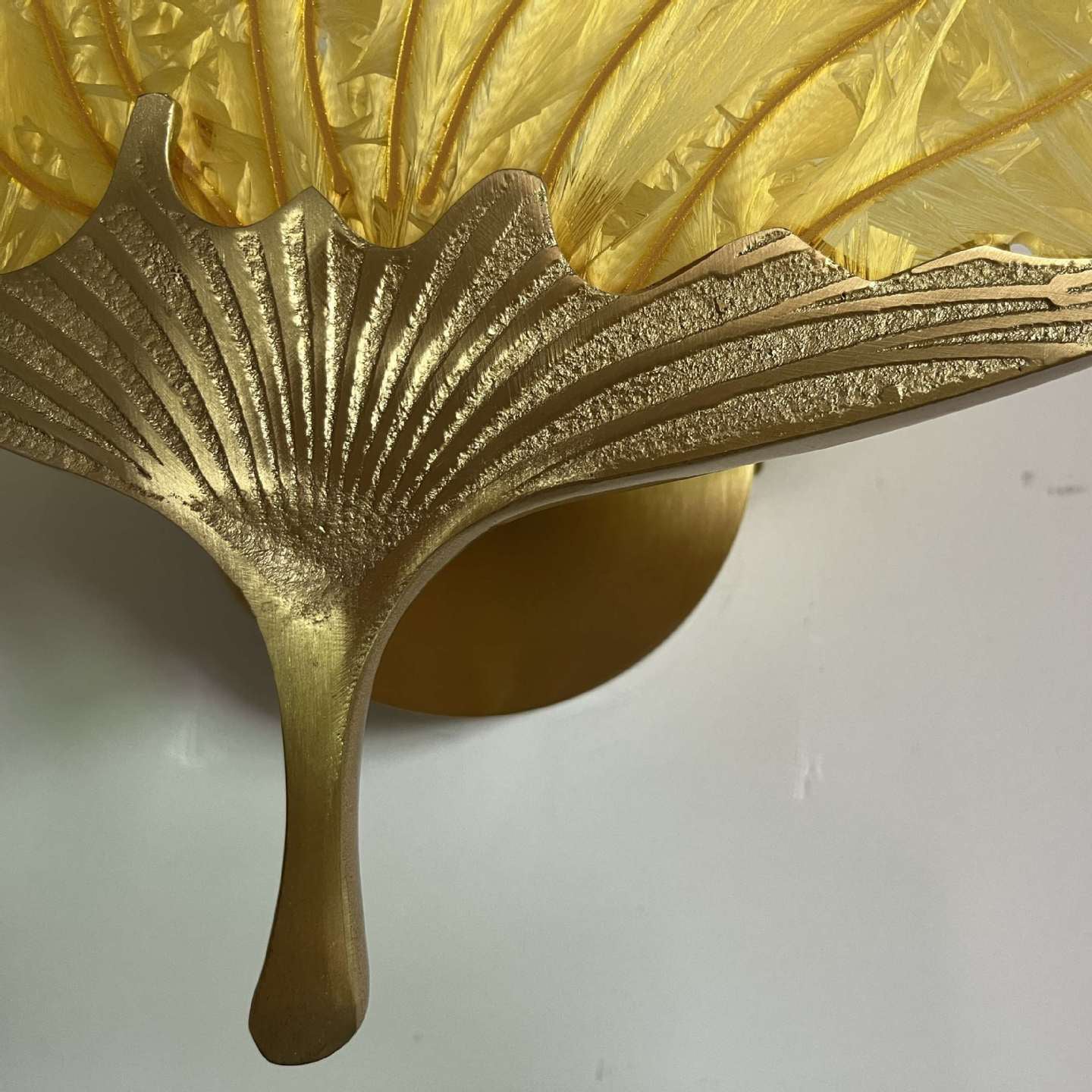 Ginkgo Leaf Copper Glaze Enamel LED Wall Sconce Lamp