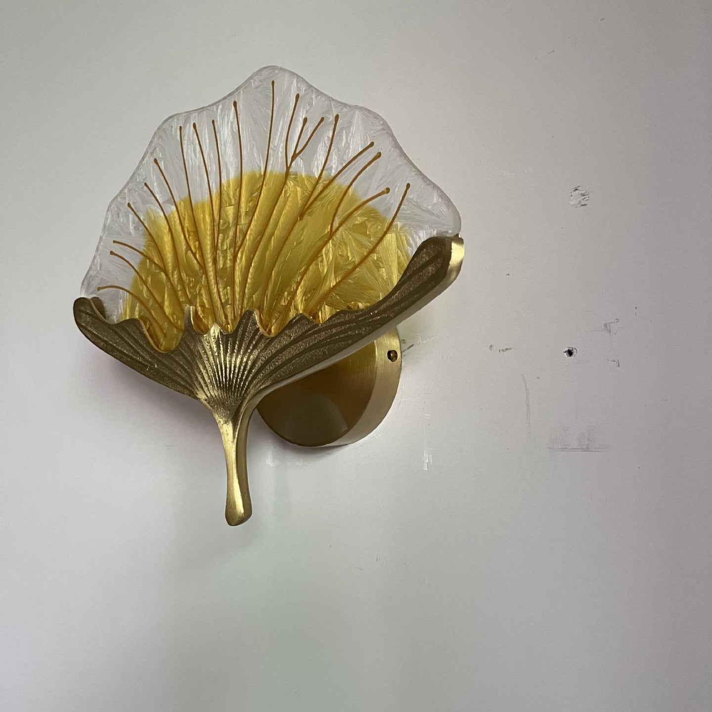 Ginkgo Leaf Copper Glaze Enamel LED Wall Sconce Lamp