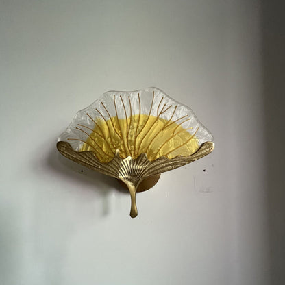 Ginkgo Leaf Copper Glaze Enamel LED Wall Sconce Lamp