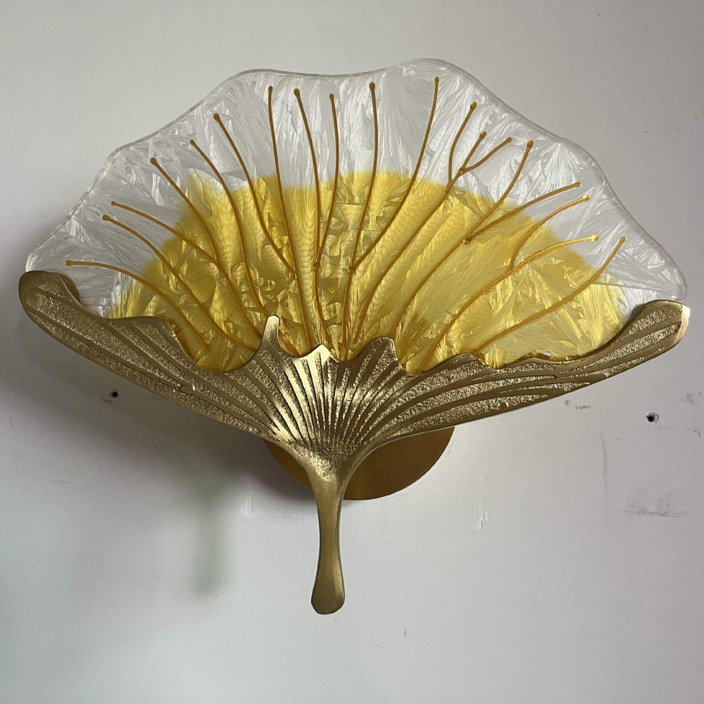 Ginkgo Leaf Copper Glaze Enamel LED Wall Sconce Lamp