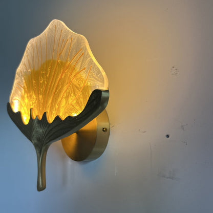 Ginkgo Leaf Copper Glaze Enamel LED Wall Sconce Lamp