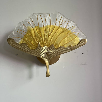 Ginkgo Leaf Copper Glaze Enamel LED Wall Sconce Lamp
