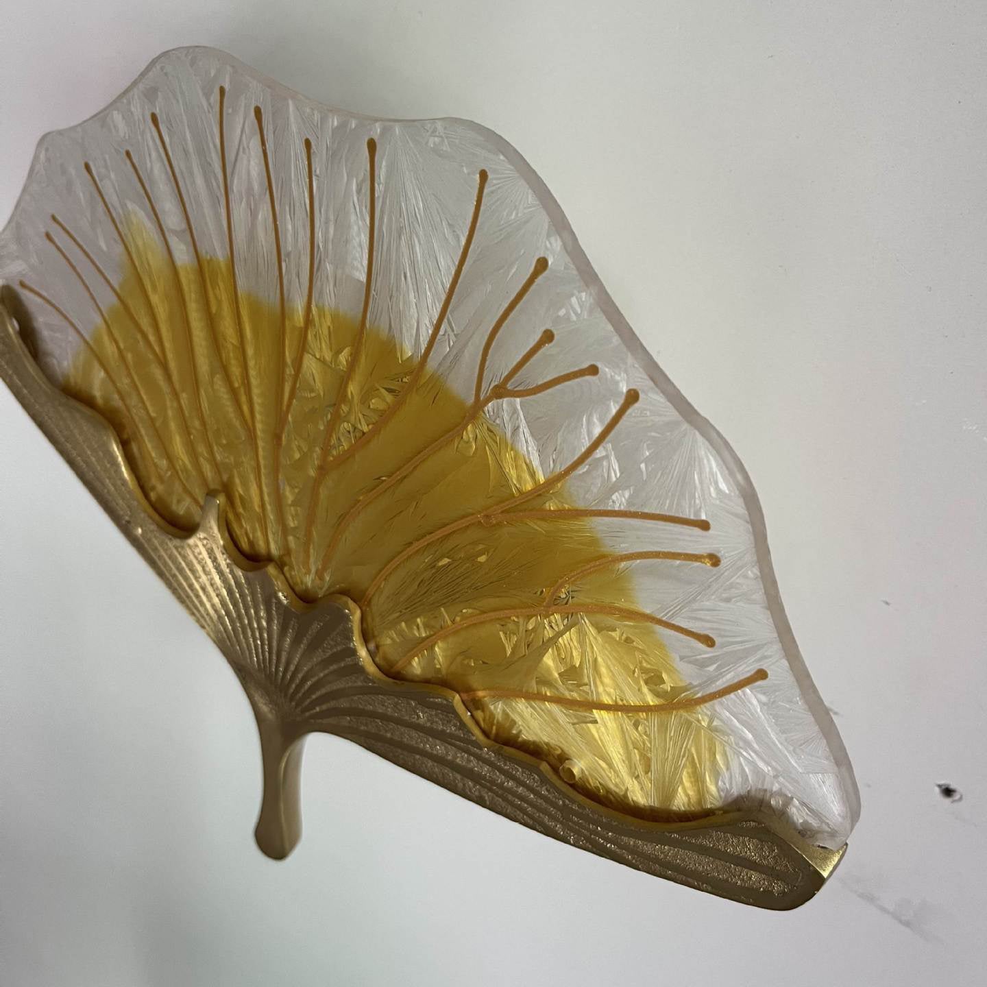 Ginkgo Leaf Copper Glaze Enamel LED Wall Sconce Lamp