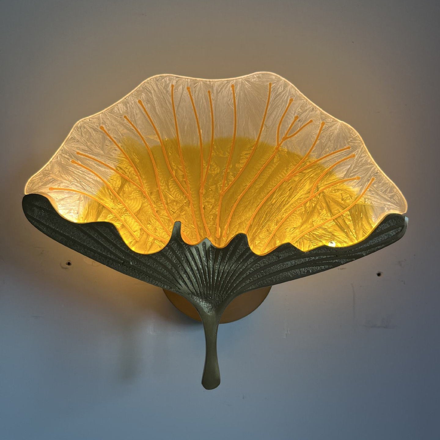Ginkgo Leaf Copper Glaze Enamel LED Wall Sconce Lamp