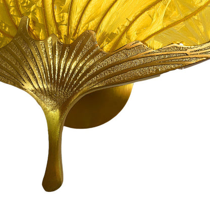 Ginkgo Leaf Copper Glaze Enamel LED Wall Sconce Lamp